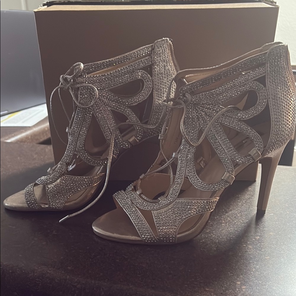 Silver gem evening booties